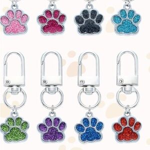 2/$30 Keychain Paw Print Bag Charm Glitter Multicolor Gift Coquette Metal NWT